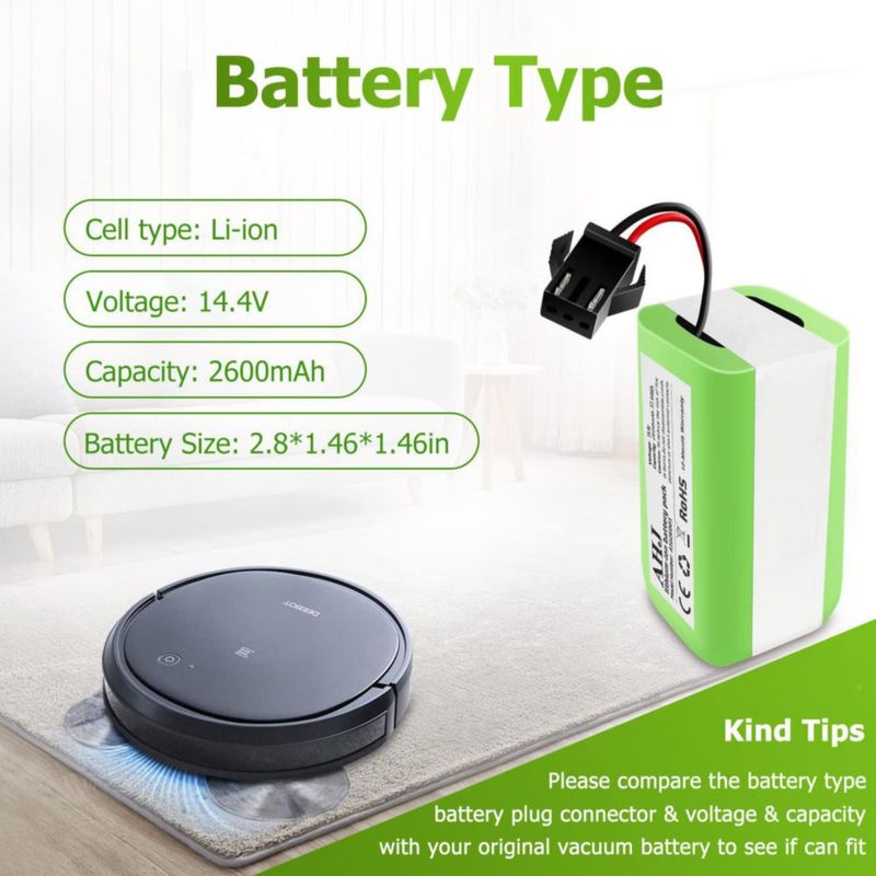 Batería de repuesto AHJ para Ecovacs Deebot N79S N79 DN622 500 y Eufy RoboVac 11S 11S Plus 11S MAX 11S MAX 11S MAX 11C 12 15C 15C 15T 15MAX 25C 30C 30
