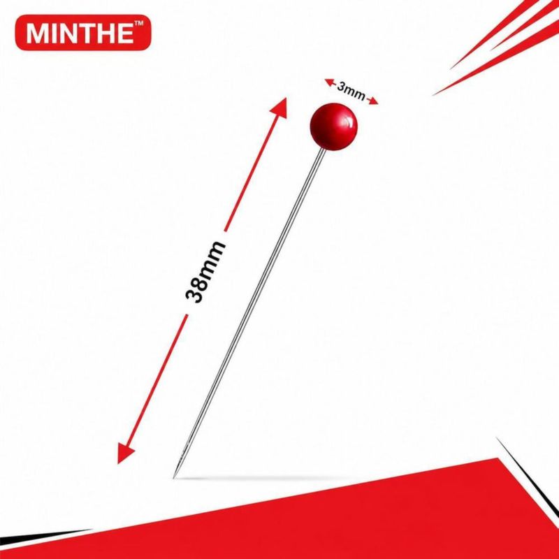 Alfileres de costura MINTHE 600 piezas perlados 38 mm