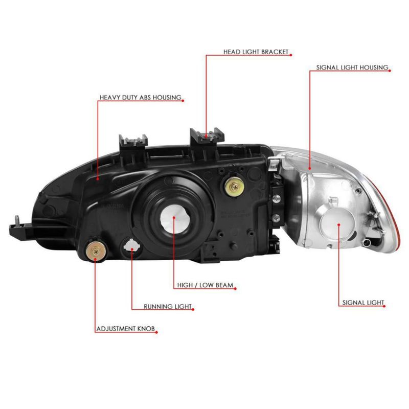 Faros DNA MOTORING para Honda Civic 1992-1995 acabado cromo y lente clara