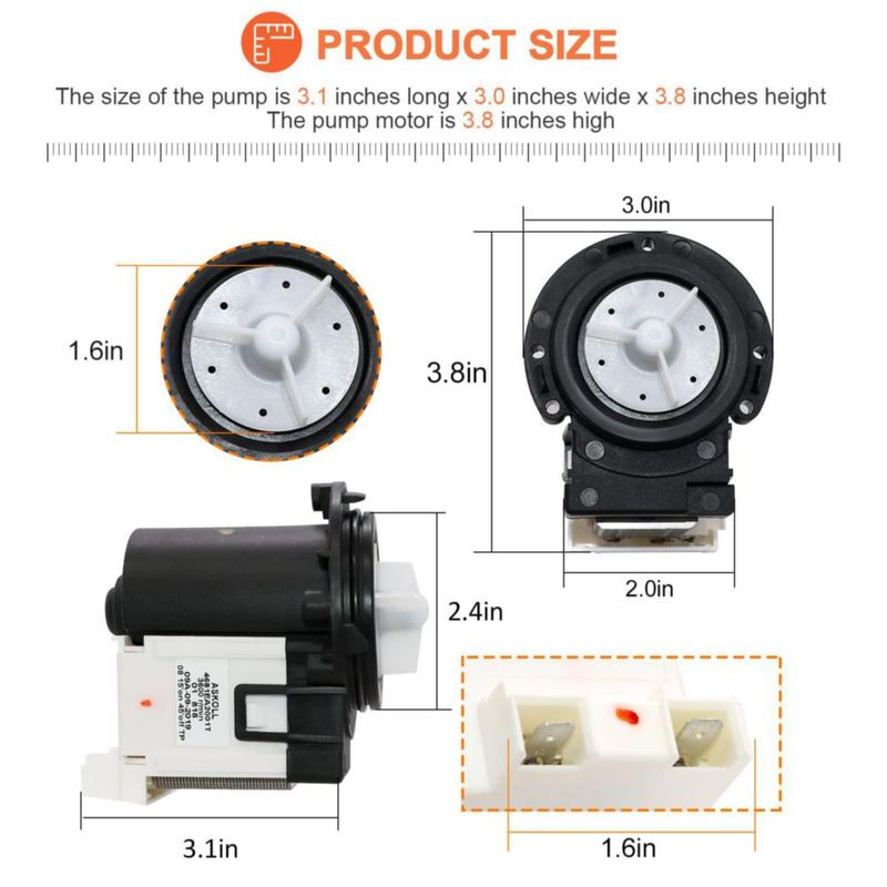 Motor de bomba de desagüe para lavadora Beaquicy 4681EA2001T para Kenmore y LG