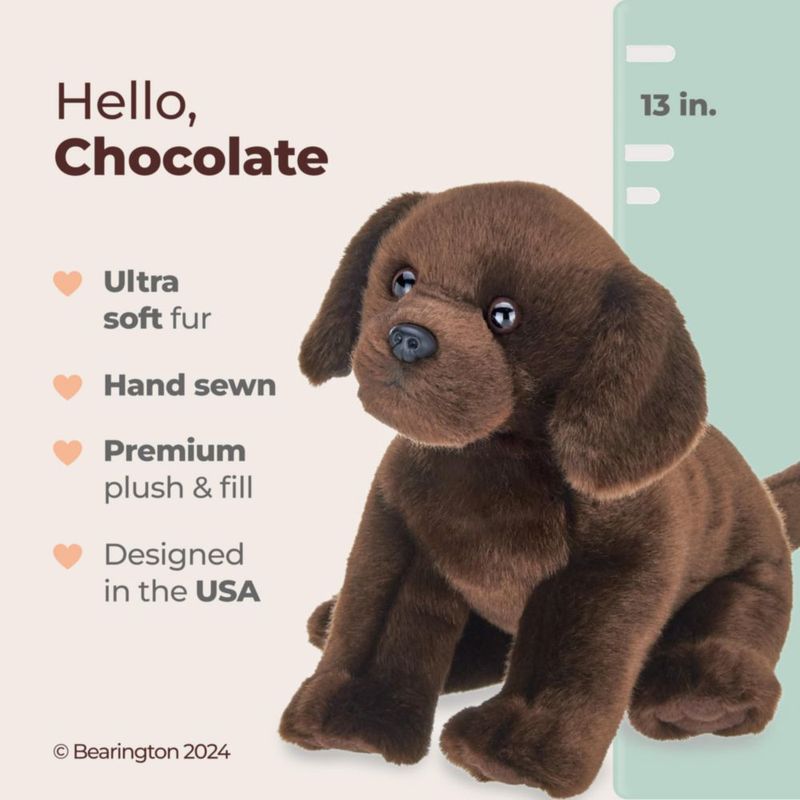 Perro de peluche Bearington Brody The Labrador Chocolate Lab de 33 cm
