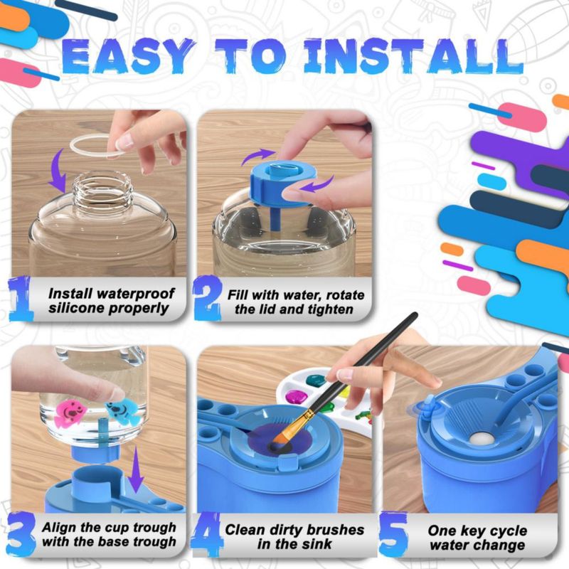 Limpiador de Pinceles Proke Estación de Pintura Portátil 3 en 1 Azul