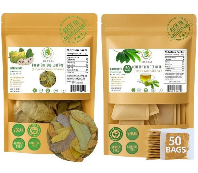 Té de hierbas B-Experts Guanábana (Soursop) 100 g a granel y en bolsitas