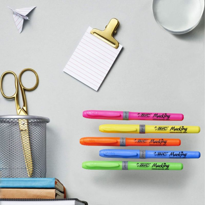 Resaltadores BIC Grip paquete de 4 colores: amarillo azul verde y rosa
