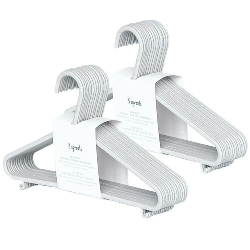 Perchas infantiles de paja de trigo 3 Sprouts paquete de 30 gris moteado