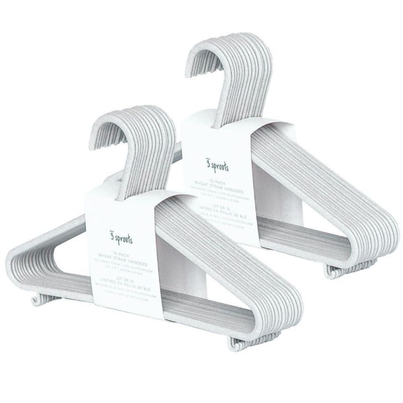 Perchas infantiles de paja de trigo 3 Sprouts paquete de 30 gris moteado