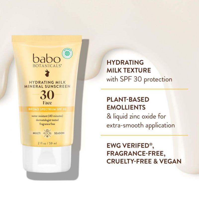 Protector solar Babo Botanicals FPS 30 Leche hidratante 59 ml
