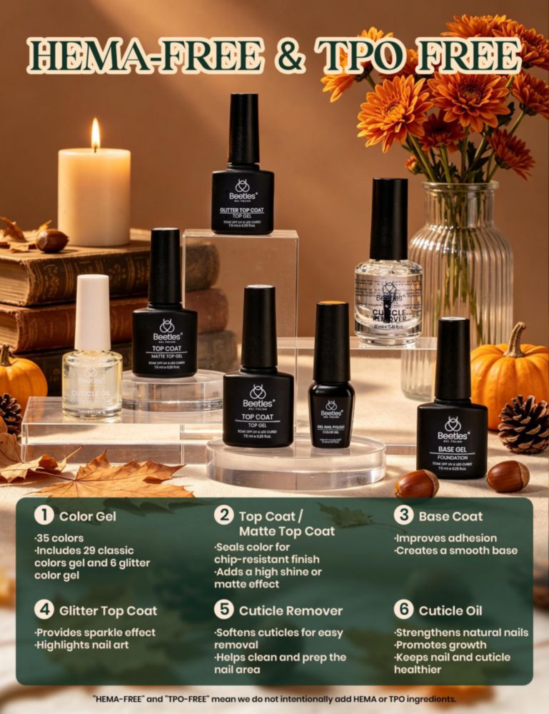 Kit de Esmalte de Gel Beetles 69 piezas 35 colores