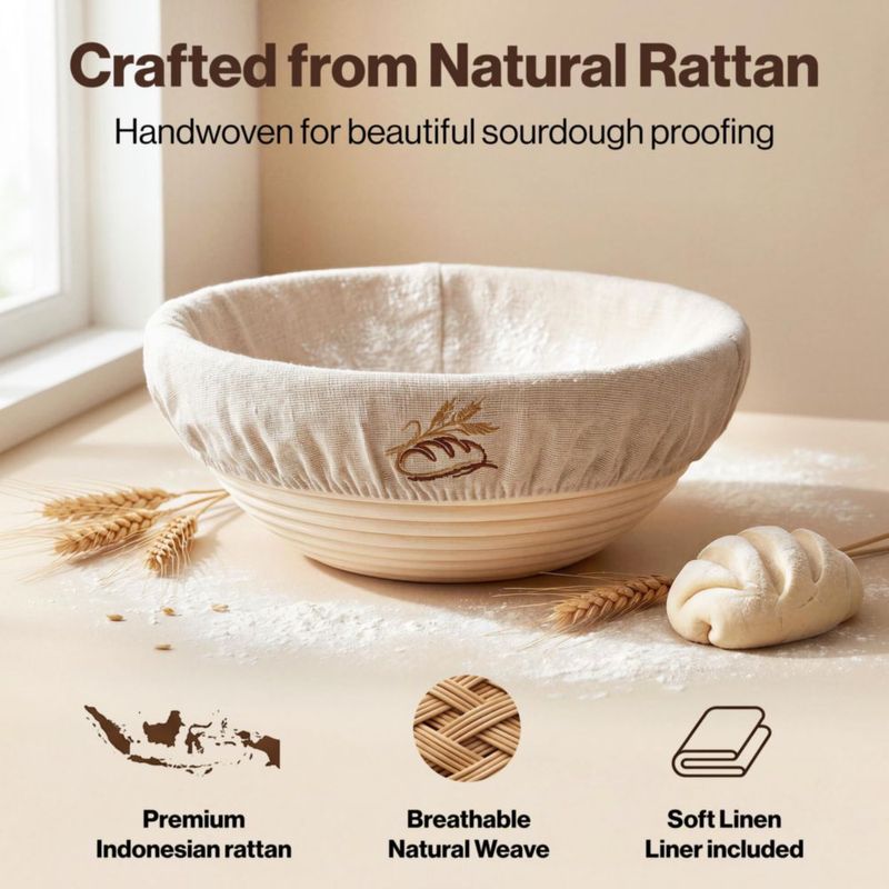 Kit de inicio de masa madre EDELHAUS con cesta redonda de fermentación