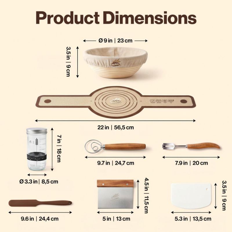 Kit de inicio de masa madre EDELHAUS con cesta redonda de fermentación