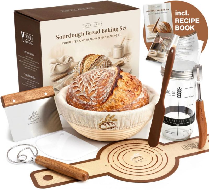 Kit de inicio de masa madre EDELHAUS con cesta redonda de fermentación