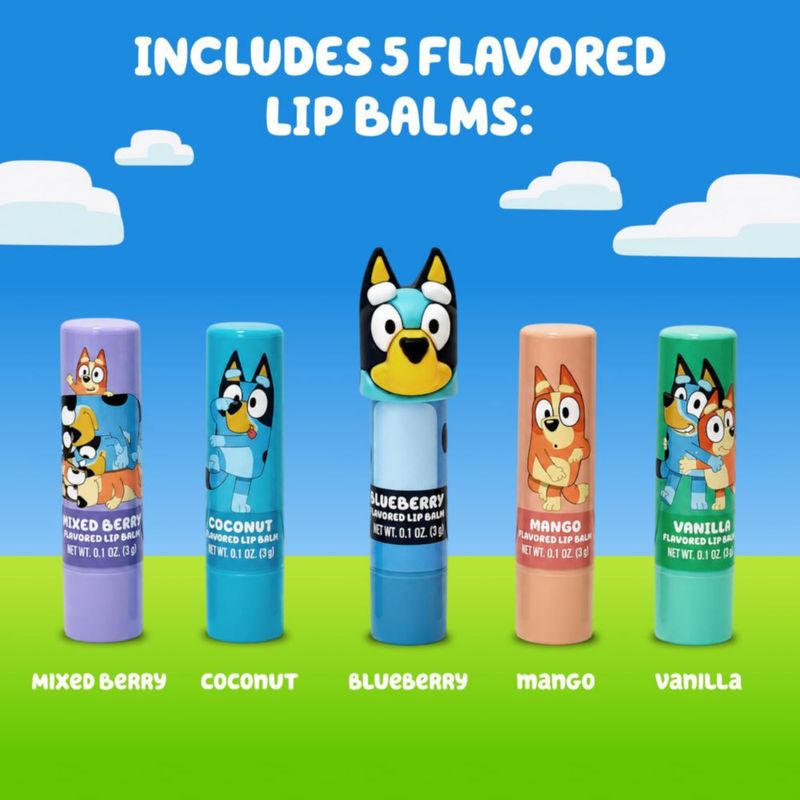Bálsamo Labial Bluey Set de 5 Piezas con Sabores – 15 g