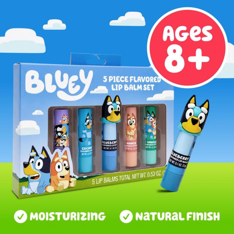 Bálsamo Labial Bluey Set de 5 Piezas con Sabores – 15 g