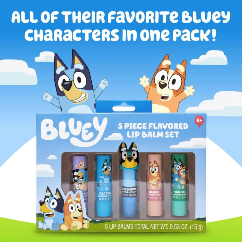 Bálsamo Labial Bluey Set de 5 Piezas con Sabores – 15 g
