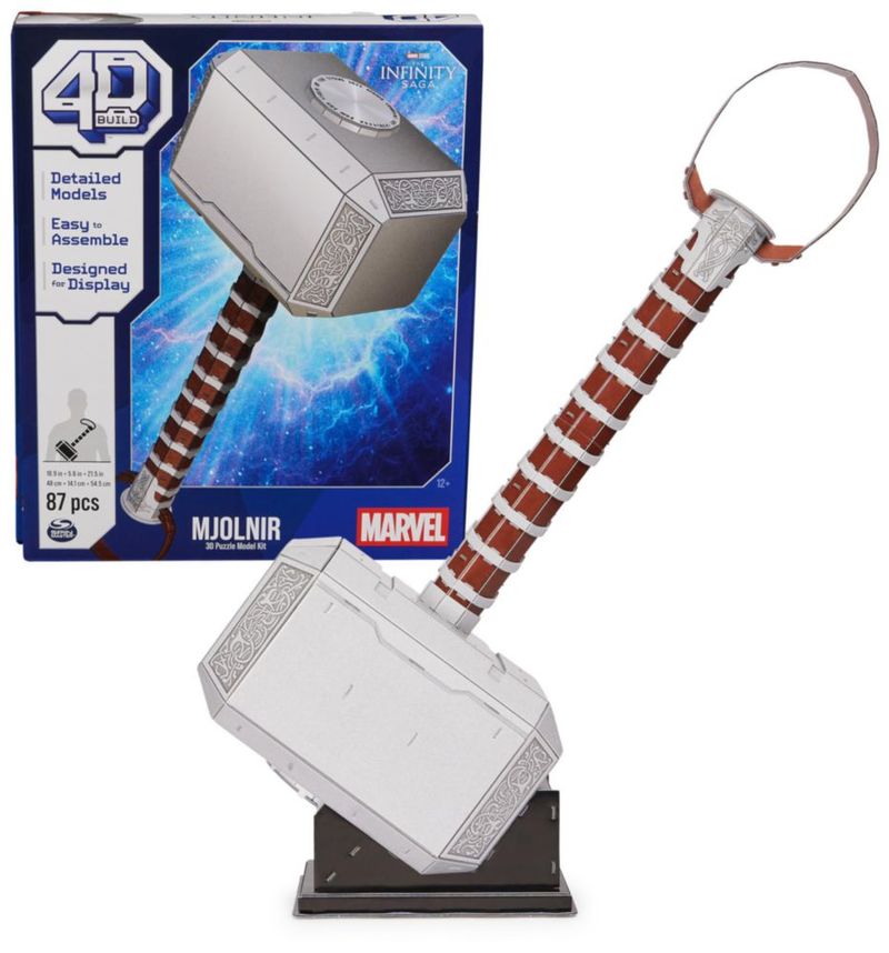 Kit de maquetas de rompecabezas 3D construcción en 4D Marvel Mjolnir Thor Hammer 87 piezas
