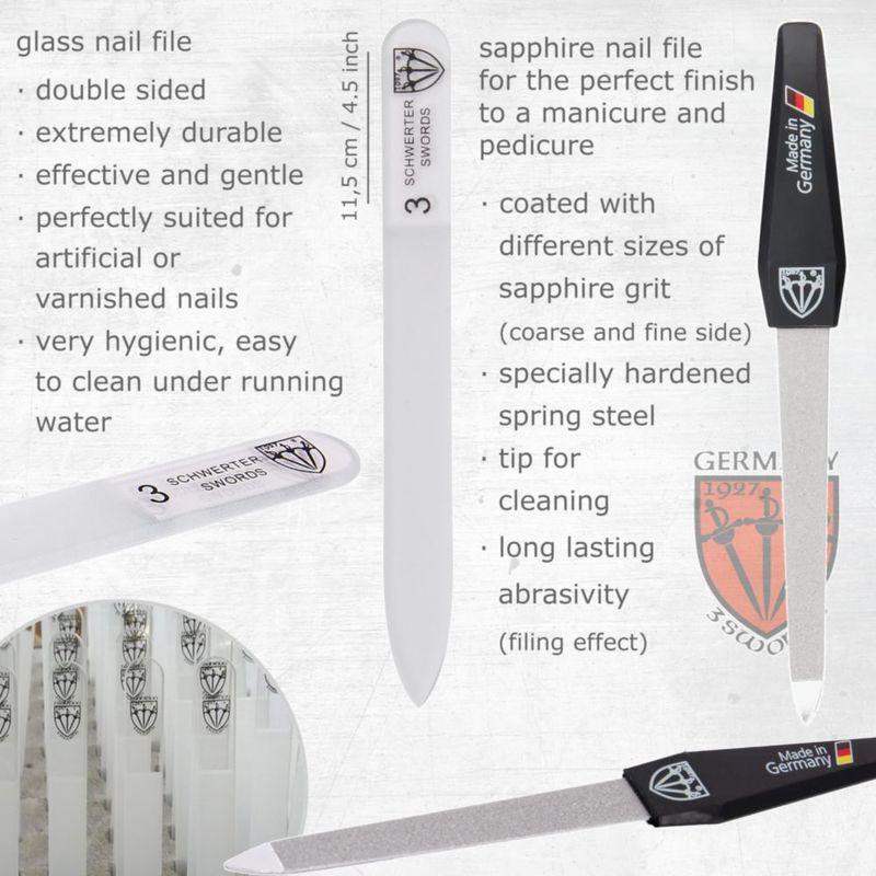 Kit de manicura 3 Swords Germany de 8 piezas con estuche negro de cuero sintético