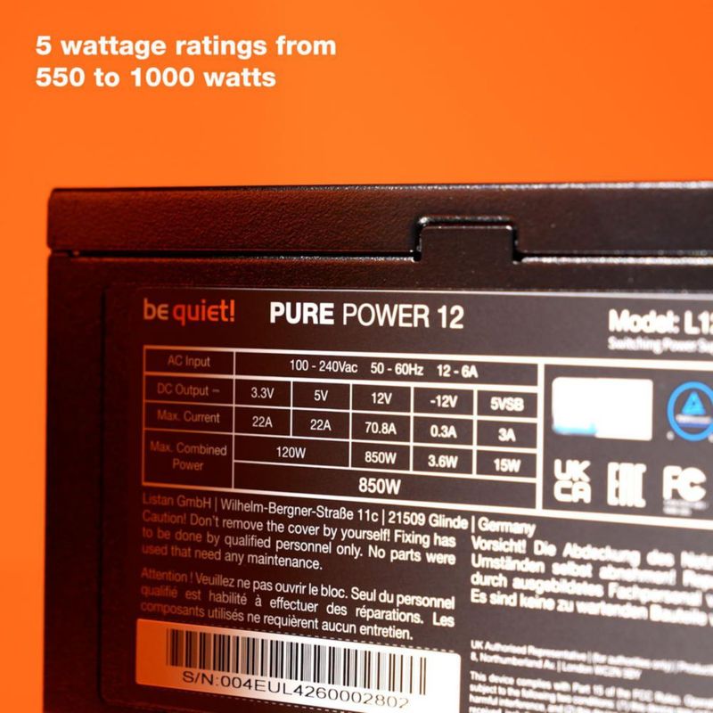 Fuente de alimentación be quiet! Pure Power 12 850W 80 Plus Gold