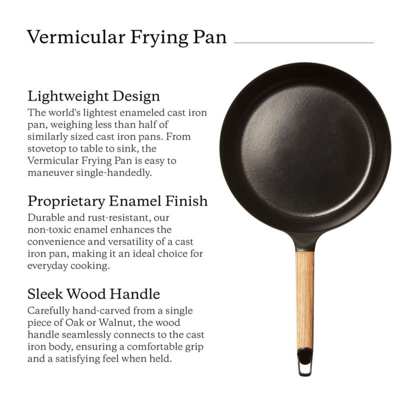Sartén para saltear Vermicular 26 cm con mango de roble