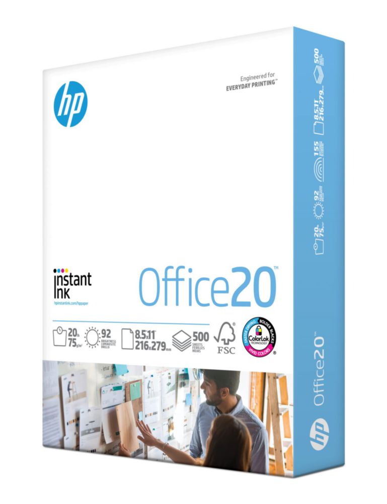Papel HP Office20 8.5 x 11 pulgadas 20 lb 500 hojas FSC