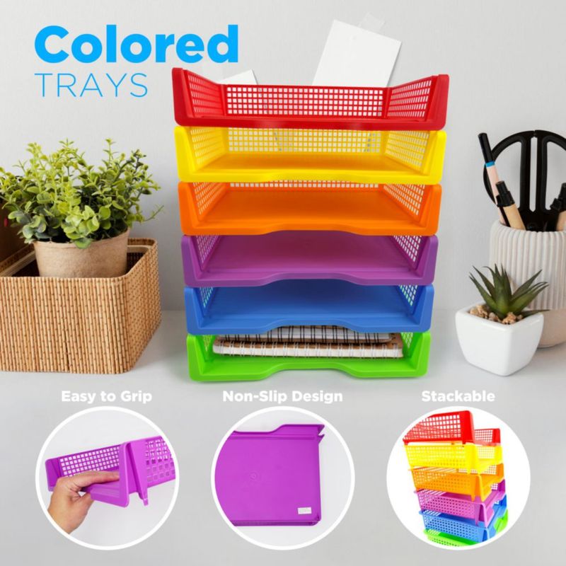 Bandejas de plástico coloridas 4E's Novelty 34x23x8 cm pack de 6