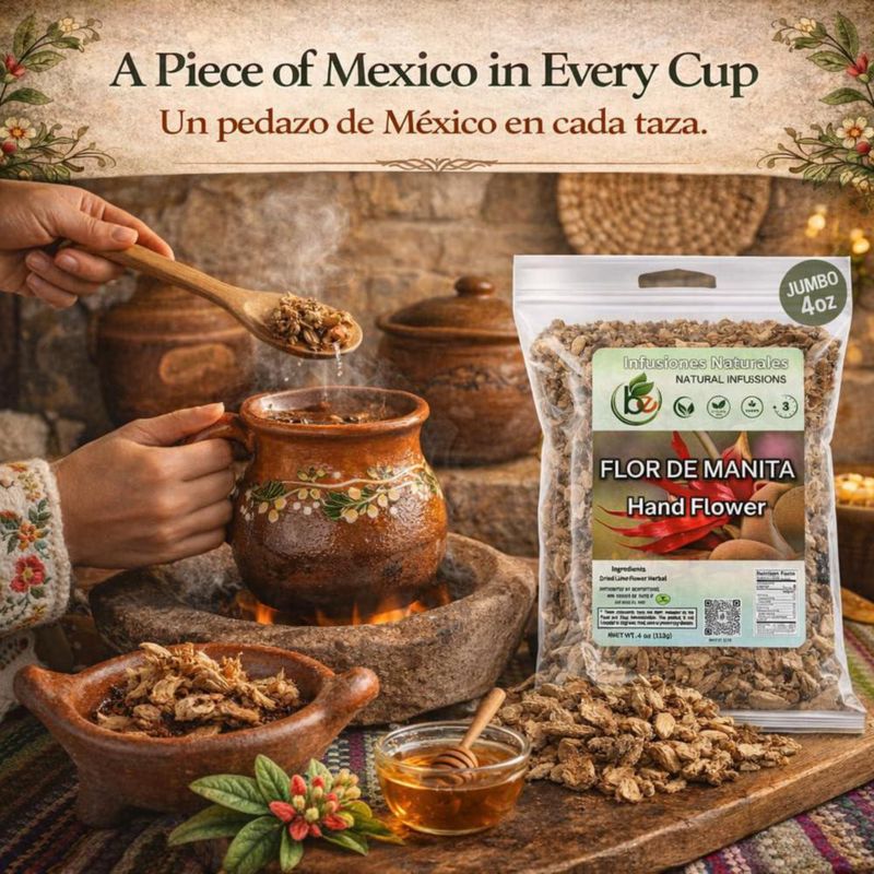 Té de hierbas Flor de Manita (113 g) – Flor de mano mexicana 100% natural (Chiranthodendron pentadactylon) – Infusión tradicional de vitalidad y