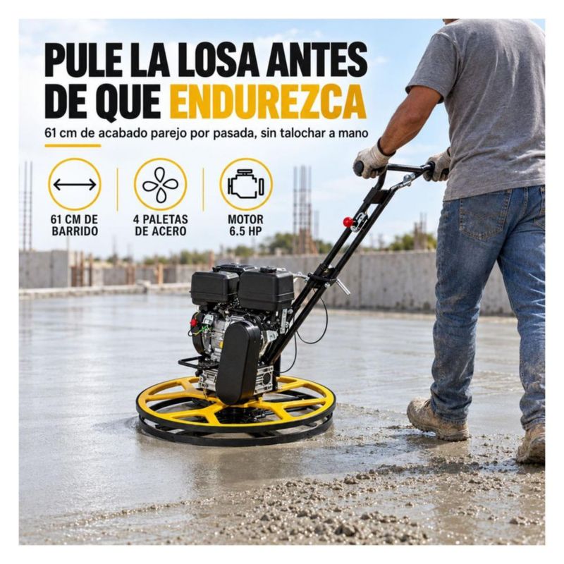 Allanadora Concreto 61CM 196CC Motor Loncin 4 Aspas Manillar Plegable