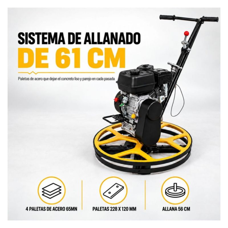 Allanadora Concreto 61CM 196CC Motor Loncin 4 Aspas Manillar Plegable