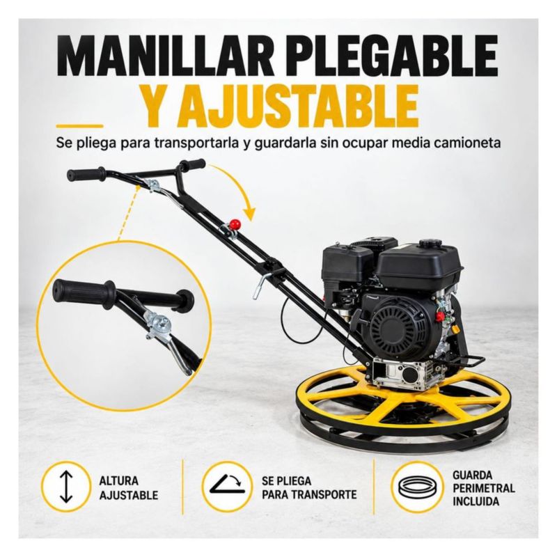 Allanadora Concreto 61CM 196CC Motor Loncin 4 Aspas Manillar Plegable