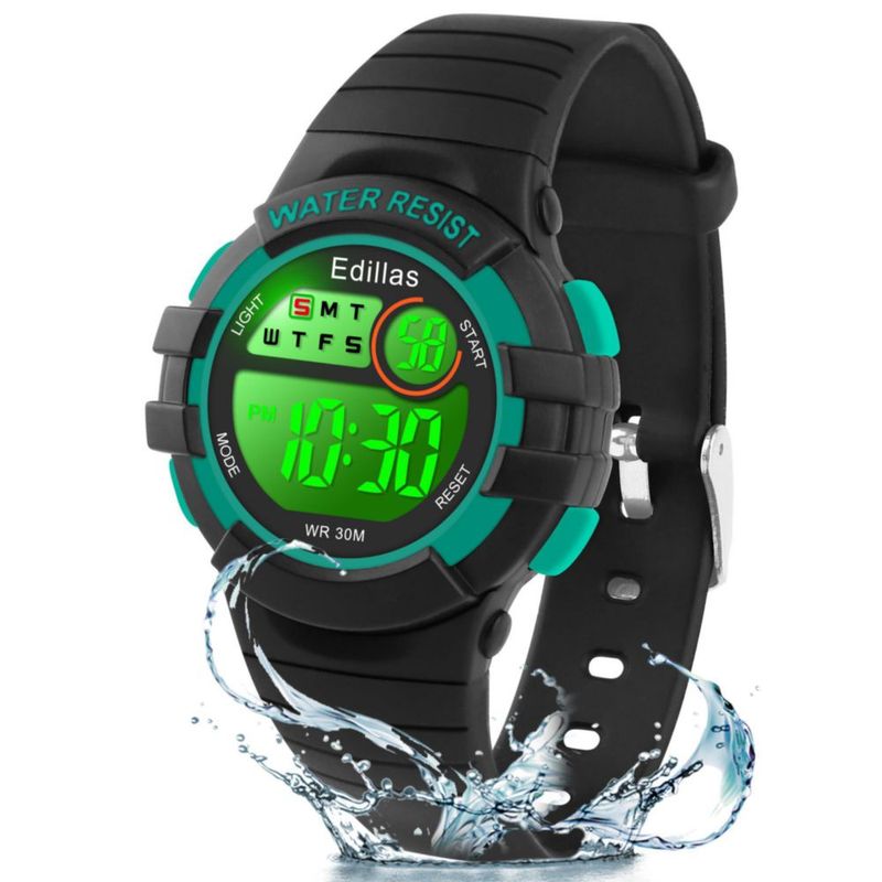 Reloj digital Edillas Kids 21 cm con LED de 7 colores y resistente al agua