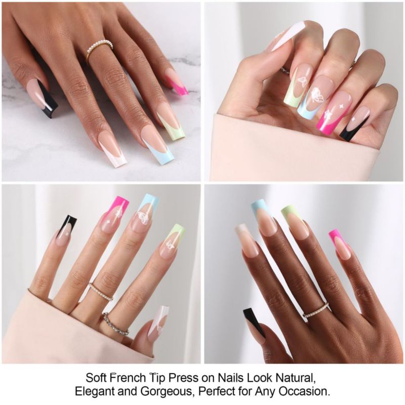 Uñas postizas Dsixnails 150 piezas cuadradas mate 5 colores