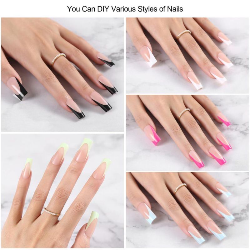 Uñas postizas Dsixnails 150 piezas cuadradas mate 5 colores