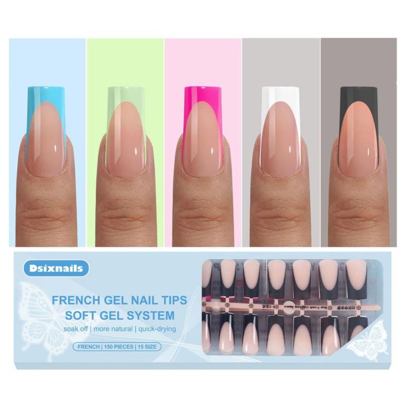 Uñas postizas Dsixnails 150 piezas cuadradas mate 5 colores