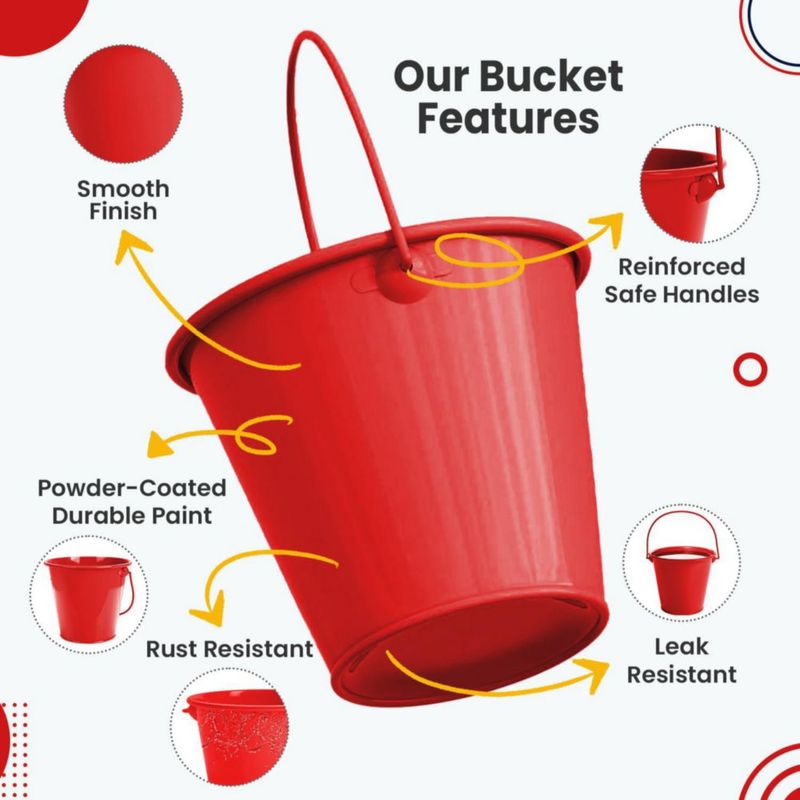 Cubo colorlaza 6 piezas 600 ml rojo de metal con asa