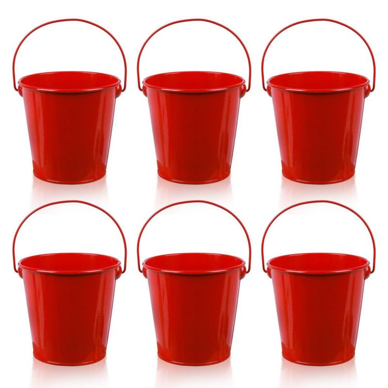 Cubo colorlaza 6 piezas 600 ml rojo de metal con asa