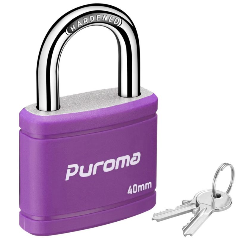 Candado Puroma 40 mm Morado con 2 Llaves para Casillero Escolar