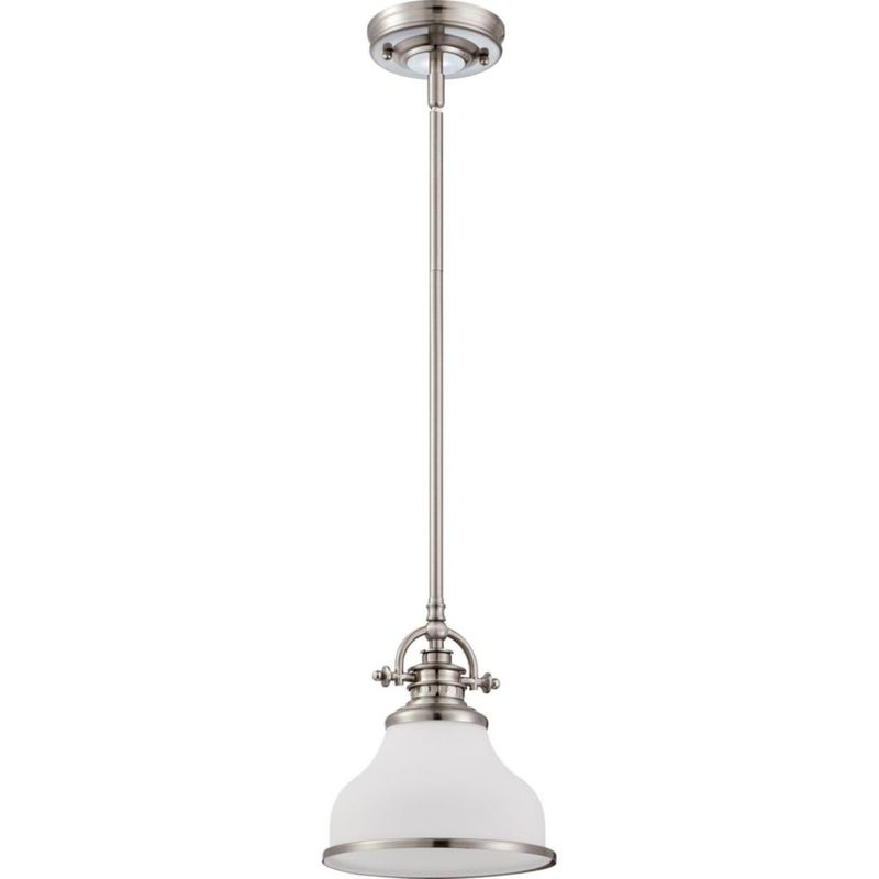 Lámpara Colgante Quoizel 20 cm Níquel con Vidrio Grabado Opal