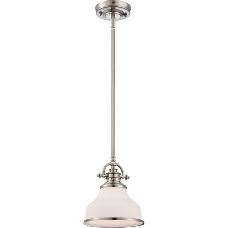 Lámpara Colgante Quoizel 20 cm Níquel con Vidrio Grabado Opal