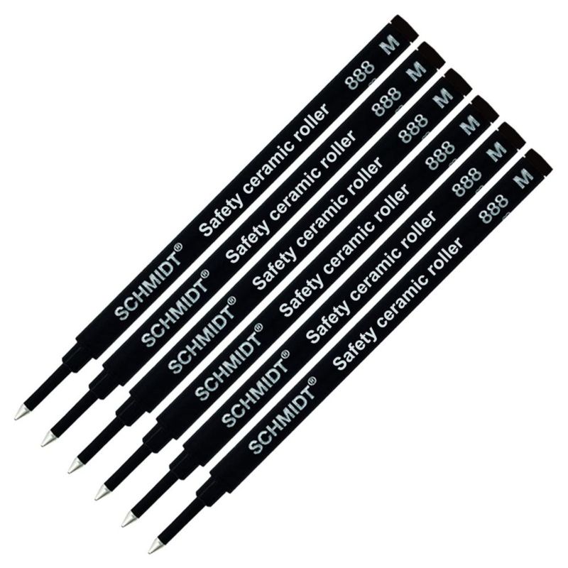 Paquete de 6 recargas Schmidt 888 para rollerball tinta negra punta media