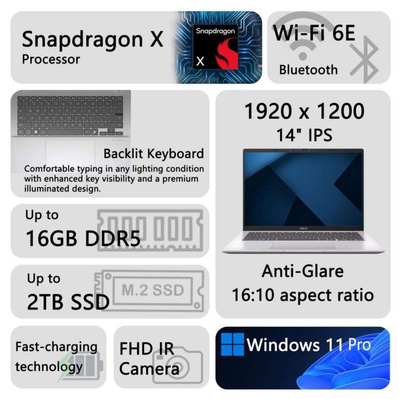 Portátil ASUS Vivobook 14 Snapdragon X 16 GB 512 GB SSD