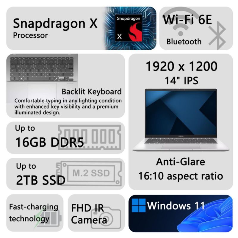 Portátil ASUS Vivobook 14 Snapdragon X 16 GB 512 GB SSD