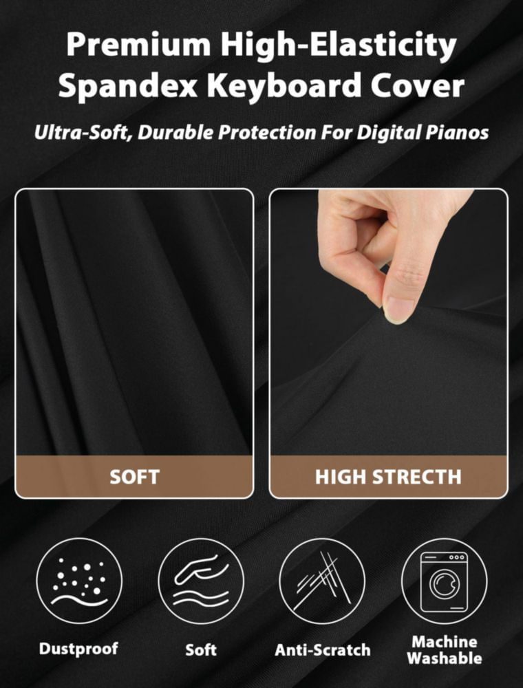 Funda elástica para teclado de piano HOIGRBOM de 88 teclas