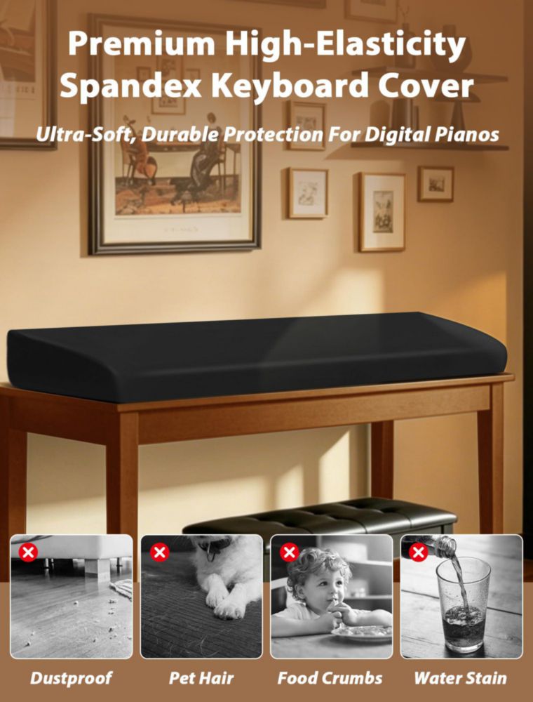 Funda elástica para teclado de piano HOIGRBOM de 88 teclas