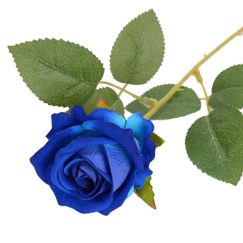 Flores de seda TBUY ROSE 51 cm Azul real - Pack de 16