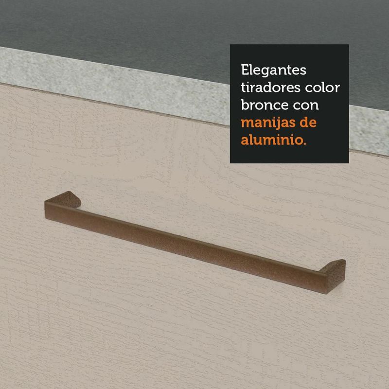 Mueble de cocina madesa agata con tarja 200cm blanco/crema
