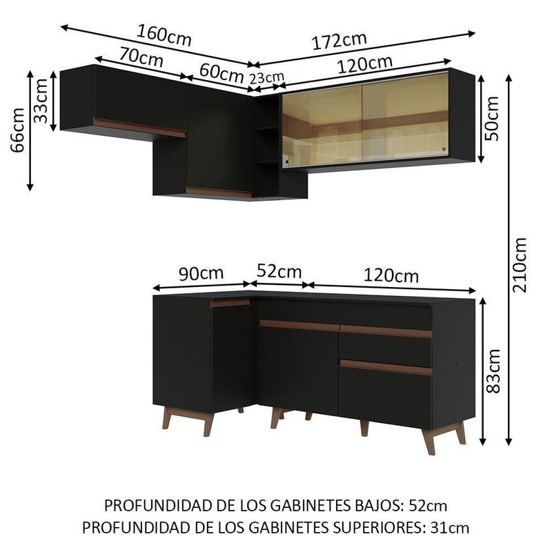 Cocina integral completa modular madesa reims 332cm negro 03