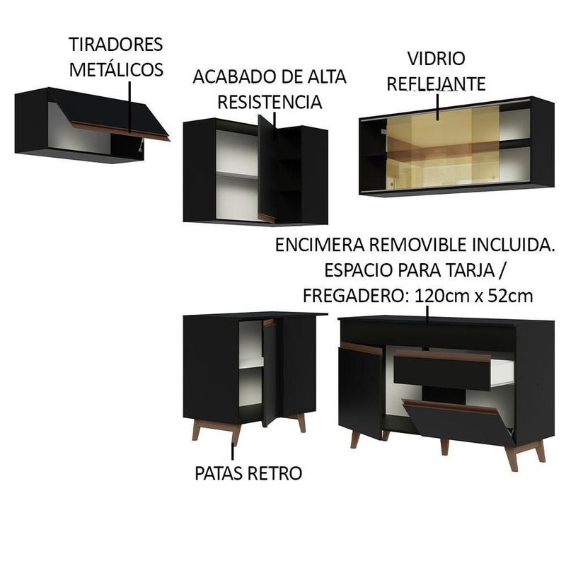 Cocina integral completa modular madesa reims 332cm negro 03