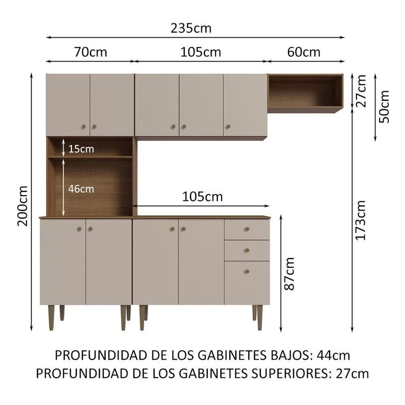 Cocina integral completa modular madesa gourmet 235cm mc 04