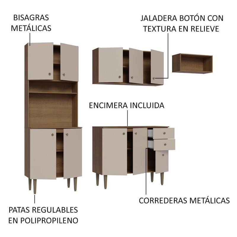 Cocina integral completa modular madesa gourmet 235cm mc 04