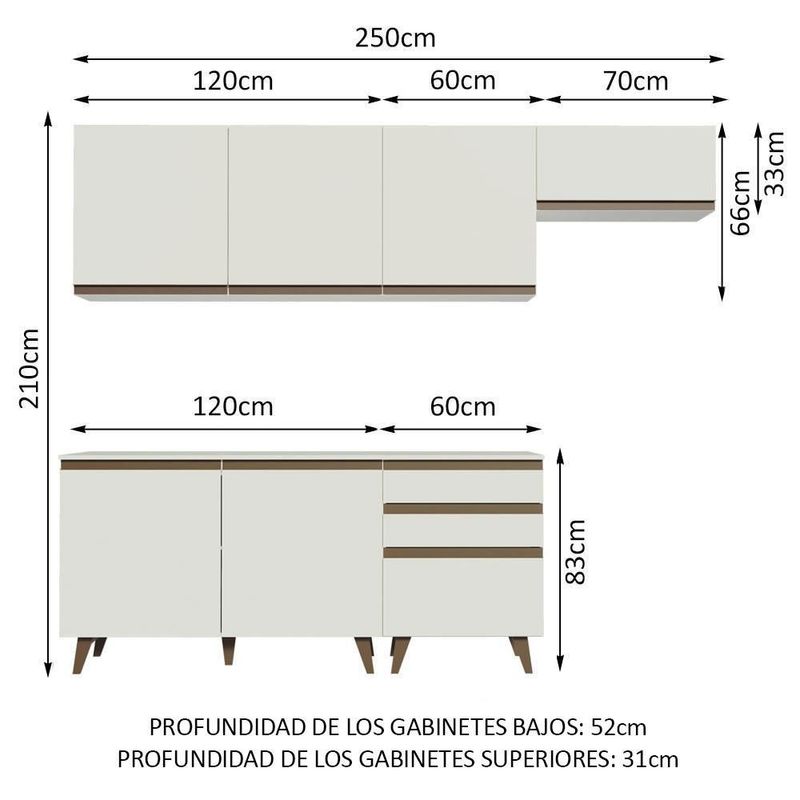 Cocina integral completa modular madesa reims 250cm bb 05