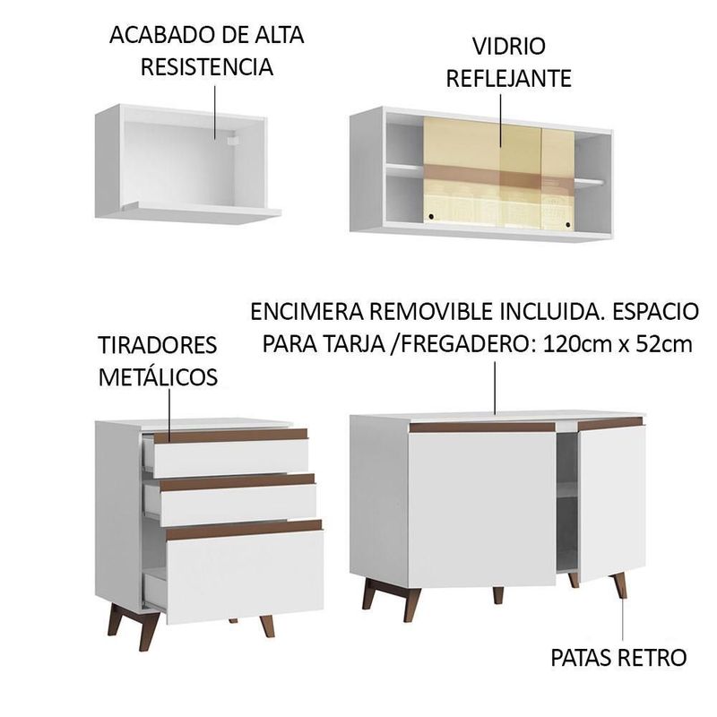 Cocina integral completa modular madesa reims 180cm blanco 3